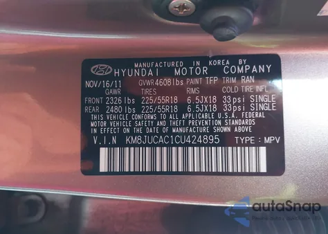 2012 Hyundai Tucson Limited from USA, damaged, VIN KM8JUCAC1CU424895